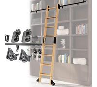 Kit de hardware de escalera rueda de biblioteca negra (sin escalera) - Acero al carbono resistente 3.3-24ft riel tubo redondo para casa almacén oficina armario ático(122cm Kit de pista)