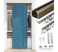 Kit de herrajes de Alta Resistencia para Puertas correderas de Armario, riel de Montaje Superior de 2 a 6 pies para Puertas de armarios con Sistema de Apertura basculante, Colgador de rodill