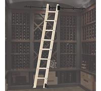 Kit de herrajes de escalera rodante de acero negro rústico de 200 cm para biblioteca, oficina y decoración del hogar. Fácil instalación, diseño elegante, perfecto para soluciones de ahorro de espacio