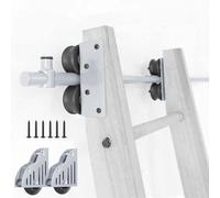 Kit de herrajes deslizantes para biblioteca con escalera móvil de tubo redondo, riel colgante y ruedas de freno para el suelo, sistema de rodillos metálicos(Non-telescopic,500cm Kit de pista)