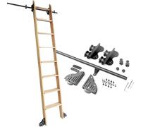 Kit de herrajes for escalera corrediza de biblioteca, rodillo de freno inferior, riel for puerta corrediza de granero - Sistema de escalera móvil (no incluye escalera) - Fácil instalación(220CM)