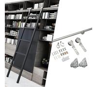 Kit de herrajes for escalera deslizante retráctil con ruedas for biblioteca, Accesorios Herrajes for Puertas Corredizas De Granero, Kit Hardware Escalera Corredera(100cm(3.3 ft) track kit)