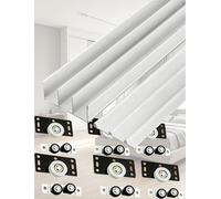 Kit de herrajes for puerta corredera de triple riel ajustable, rieles de aluminio for armario, divisor de habitación y puertas de gabinete, instalación de montaje empotrado(White,190cm/75in)
