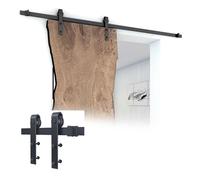Kit de herrajes for puerta de granero, riel for puerta corredera con rodamientos silenciosos, rodillos laterales de acero al carbono, apto for balcones y salas de estar.(350cm track)