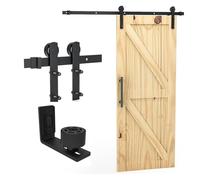 Kit de herrajes for Puertas corredizas Granero 4 a 10 pies, Resistente, con guía Piso Ajustable, fácil Instalar(Kit with Floor Guide,9FT(274CM))