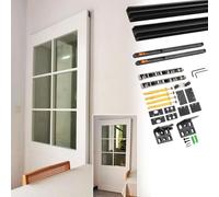 Kit de herrajes Ocultos para Puertas correderas, Sistema de rieles para Puertas correderas Tipo Granero con Cierre Suave, riel Invisible para Armario con Espejo Interior montado en la Pared