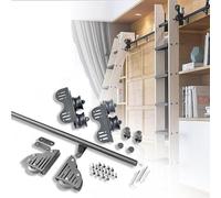 Kit de herrajes para Escalera corredera retráctil de Alta Resistencia para bibliotecas, Que Incluye Rodillos de Acero de Alta Resistencia para el Suelo y rieles de Escalera para una instalac