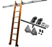 Kit de herrajes para Escalera de Biblioteca con Ruedas, riel Deslizante de Acero al Carbono de Tubo Redondo Resistente, Rodillo de Piso con Freno, sin Escalera (Kit de riel de 500 cm)