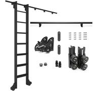 Kit De Herrajes Para Escalera De Biblioteca Deslizante Negra, Herrajes Para Escalera Rodante Retráctil De Biblioteca, Rodillo De Piso De Acero Resistente(500cm(16.4 ft) track)