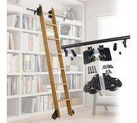 Kit de herrajes para Escalera de Biblioteca Deslizante: Sistema de riel y polea de Acero al Carbono, Ideal para oficinas en casa, Estudios y graneros. Kit de riel de 4,8 Metros (16 pies) par