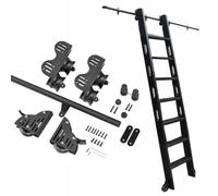 Kit de herrajes para escalera de biblioteca móvil con rodillo superior telescópico y ruedas inferiores con freno, riel redondo de 100-720cm (sin escaleras)(610cm Kit de pista)