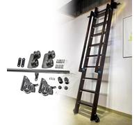 Kit de herrajes para Escalera de Biblioteca rodante de 3,3 pies a 24 pies, Kit Completo de herrajes para Escalera de Biblioteca Deslizante con Ruedas para el Suelo (Escalera no incluida), ki