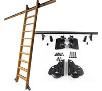Kit de herrajes para Escalera Deslizante de Biblioteca con Ruedas y Frenos, riel Redondo de Acero al Carbono de 4 Metros (13,1 pies), Sistema de Escalera rodante para Uso doméstico y en bibl