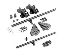 Kit de herrajes para Escalera Deslizante de Biblioteca - Riel/riel de Tubo Redondo de Metal Negro, de 2 a 6 Metros, Incluye Rodillo para Piso, bibliotecas y librerías doméstica
