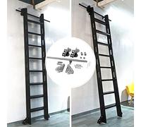 Kit de herrajes para escalera deslizante, Kit de herrajes for riel tubo redondo deslizante, solo for escalera biblioteca y puerta granero, varios tamaños(6.6ft/200cm Track Kit)