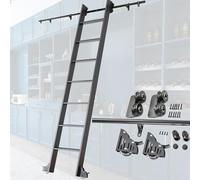 Kit de herrajes para escalera deslizante negra para biblioteca (sin escalera), juego completo de rieles deslizantes para biblioteca doméstica, cocina, salón, vinoteca y vestidor.(200cm Kit de pista)
