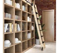 Kit de herrajes para escalera deslizante negra para biblioteca (sin escalera), sistema de rieles con ruedas de alta resistencia para bodegas, vestidores y buhardillas.(122cm Kit de pista)