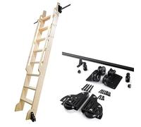 Kit de herrajes para escalera deslizante negra(sin escaleras) Sistema completo de rieles para armario móvil de 3,3 a 24 pies con ruedas freno inferior para biblioteca o bodega(610cm Kit de pista)