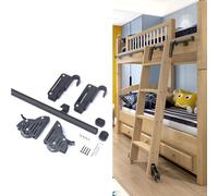Kit de herrajes para Escalera Deslizante: riel de 2 Metros con Rodillo para Piso, Tubo Redondo de Metal, Ganchos y Acabado Negro. Ideal para bibliotecas y Uso doméstico (Escalera no incluida