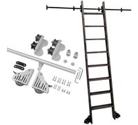 Kit de herrajes para escalera retráctil con ruedas, riel deslizante (sin escalera), color gris plata.(600cm Kit de pista)