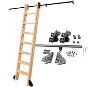 Kit de herrajes para Escalera rodante, herrajes deslizantes, Kit de Biblioteca rodante, de 3,3 a 20 pies, Escalera retráctil rústica Negra, Kit de herrajes para Escalera Deslizante de biblio