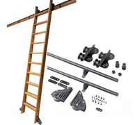 Kit de herrajes para escalera telescópica deslizante de biblioteca de 3.3 pies a 20 pies, riel para escalera móvil de tubo redondo, riel para escalera rodante de oficina en el hogar, kit de