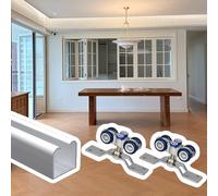 Kit de herrajes para puerta corredera con juego de rodillos, riel de 4 pies para 3 puertas, riel de puerta de granero de bolsillo suave, sistema de gabinete plegable para interiores fácil de instalar