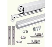 Kit de herrajes para puerta corredera con riel y rodillos para puertas de madera, juego de rieles ocultos