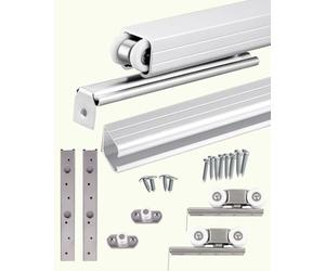 Kit de herrajes para puerta corredera con riel y rodillos para puertas de madera, juego de rieles ocultos