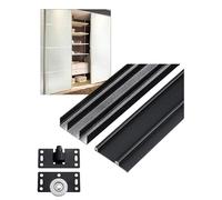 Kit de herrajes para puerta corredera de armario con rieles ajustables y rodillos para un funcionamiento suave