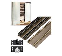 Kit de herrajes para puerta corredera de armario con rieles ajustables y rodillos para un funcionamiento suave
