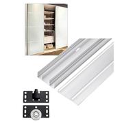 Kit de herrajes para puerta corredera de armario con rieles ajustables y rodillos para un funcionamiento suave