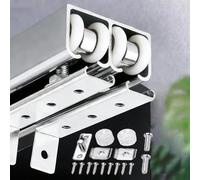 Kit de herrajes para puerta corredera de derivación resistente con montaje superior, guía de suelo y polea