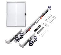 Kit de herrajes para puerta corredera de diseño elegante, de rodillos de riel de puerta, herrajes para puertas correderas de acero inoxidable, kit de puerta corredera fácil de instalar para