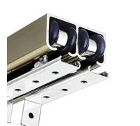 Kit de herrajes para puerta corredera de doble riel - Montaje en pared/techo para fácil instalación de puertas individuales/dobles, Slish y ahorro de espacio.