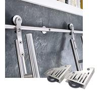Kit de herrajes para puerta corredera de granero con riel rodante, juego completo para instalación en casa y loft
