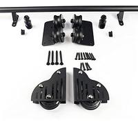 Kit de herrajes para puerta corredera de granero de 3.3 a 20 pies, de acero negro, sistema de escalera móvil para biblioteca, diseño de tubo redondo, longitud de pista de 10 pies para una fácil