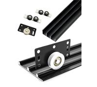 Kit de herrajes para puerta corredera de triple pista para armario/gabinete/puertas de cristal, kit de repuesto de riel superior e inferior con programa deslizante silencioso (BlackThree Track 170.2