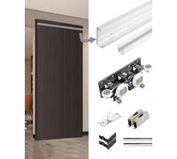 Kit de herrajes para puerta corredera, diseño sin rieles que ahorra espacio para habitaciones ocultas, se adapta a paneles de armario de 40 a 50 mm, sistema completo de manija de puerta