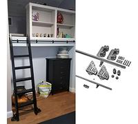 Kit de herrajes para puerta corredera, escalera rodante con riel redondo y ruedas de suelo para uso doméstico, riel de tubo de acero de 400 cm