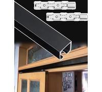 Kit de herrajes para puerta corredera para puertas de granero de una sola pista, juego de rodillos de 109 cm, se adapta a puertas de 152 a 488 cm, fácil instalación, diseño moderno