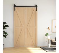 Kit de herrajes para puerta corredera plegable HOMCOM CM, sistema de puerta corredera plegable de acero, sistema de puerta corredera tipo granero para 2 puertas con colgador en forma de J con