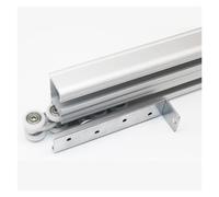 Kit de herrajes para puerta corredera, riel de aluminio de montaje superior con rodillos y cierre suave, fácil instalación para puertas de armario de derivación