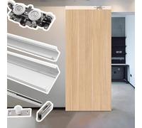 Kit de herrajes para puerta corredera sin rieles para puerta individual de vidrio o madera, sistema de pista fantasma oculto