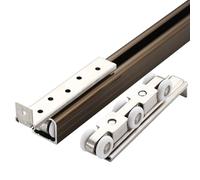 Kit de herrajes para puerta corredera, sistema de riel de puerta de granero de derivación resistente para ducha, armario y puertas de bolsillo