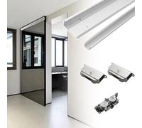 Kit de herrajes para puerta corredera, sistema de riel invisible con mecanismo de cierre suave para puertas de armario de espejo, guía moderna de puerta de bolsillo