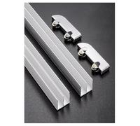 Kit de herrajes para puerta corrediza de cristal, 5 mm de grosor, riel de aluminio de doble canal en U con rodillos para vitrina, armario, armario