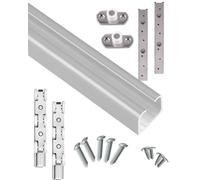 Kit de Herrajes para Puerta Corrediza de Granero con Derivación Plateada, Juego de Rieles para Puerta de Garaje O Puerta de Bolsillo./274 Cm/107.6 Inch
