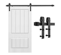 Kit de herrajes para puerta corrediza de granero, rieles de acero al carbono, rodillo de riel de una sola puerta para uso en garaje, armario, baño