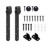 Kit de herrajes para puerta corrediza de granero, rodillo suave y guía de piso para armario, armario, accesorios de pista de metales negros para mejoras del hogar (1)